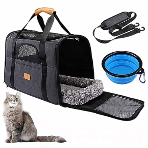Transporttasche für Haustiere, weiche Seiten, zusammenklappbar, für mittelgroße und kleine Katzen, Hunde bis zu 13 kg, mit Plüsch-Nistpolster von Jczw