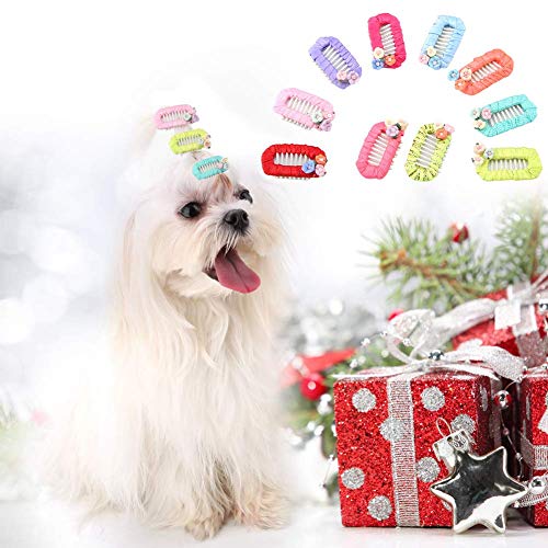 Jeanoko 10 x Haustierhaarspangen, niedliche Blumendekoration, Haarnadeln, Hundehaar-Accessoire, mehrere helle Farben, exquisites kompaktes Geschenk für kleine Hunde und Katzen von Jeanoko