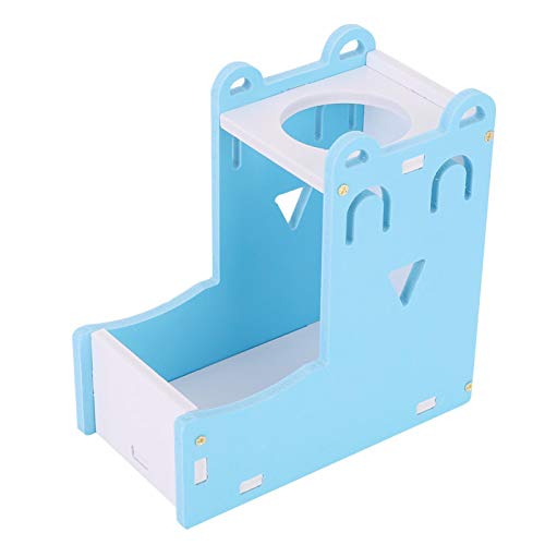 Jeanoko 2 in 1 Blue Wood Kunststoffplatte Haustier Wasser Trinkflasche Rat Hamster Automatische Tiernahrung Feeder Springbrunnen Spender von Jeanoko