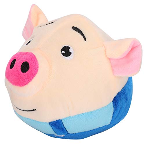 Jeanoko Pet Bouncing Ball Cartoon Schwein Puppe Ball Sprungball Waschbar Geeignet für Hunde(Jumping Pig in Blue Clothes) von Jeanoko