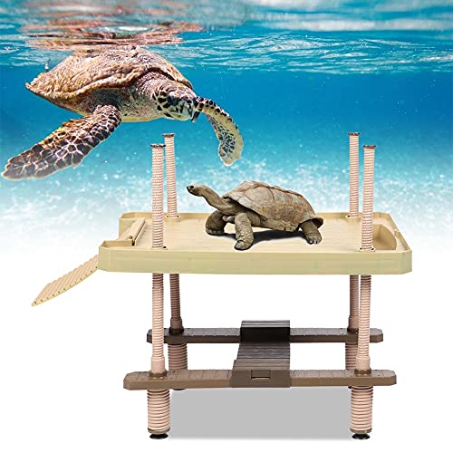 Jeanoko Tortoise Amusement Park Aalplattform Wasserschildkröte Schwimmende Insel Brasilianische Klettertank Landschaft Großer Reptilien Pier Amphibien Freizeit Tisch Wohnung für Aquarium von Jeanoko