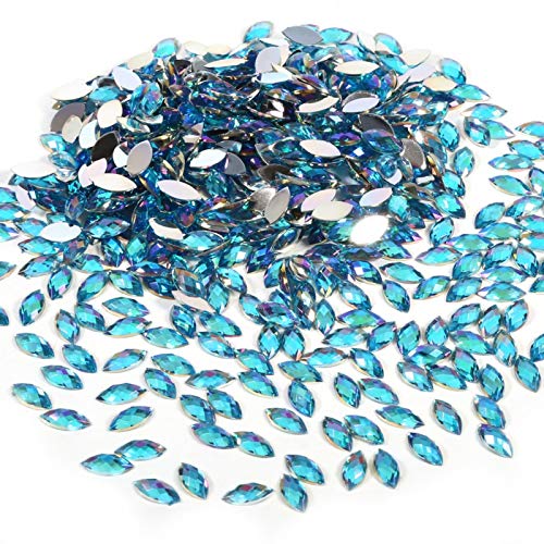 Jeanoko Zubehör für Kleidung, Pferdeauge, flacher Rücken, Perle, Kristall, Strass, 7 x 15 mm, Dekoration für Telefon, (06 Lake Blue AB) von Jeanoko