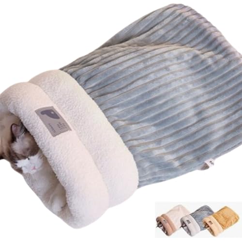 Cat Winter Sleeping Bag, Cat Sleeping Bag for Indoor Cats, Cat Winter Sleeping Bag, Cat Sleeping Bag Bed, Cozy Cat Winter Sleeping Bag, Soft Plush Cat Sack, Cat Hideaways Pet Snuggle Sack (L,Gray) von Jeeeun