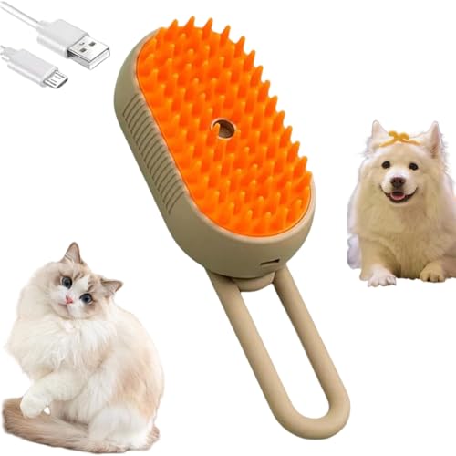 Jeeeun Chevaroo Horse Steam Brush, Steam Brush for Pets, Chevaroo 3-In-1 Self-Cleaning Steam Pet Brush for Shedding, Silicone Bristle Head 360° Rotating Pet Steam Brush (Milk Coffee Color) von Jeeeun