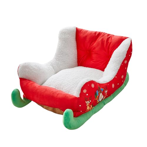 Christmas Dog Bed, Christmas Sleigh Dog Bed, Sleigh Dog Bed, Interesting Red Christmas Cat Dog Bedwashable and Highly Durable Dog Bed for Small Medium Cat Dog (1pcs) von Jeeeun