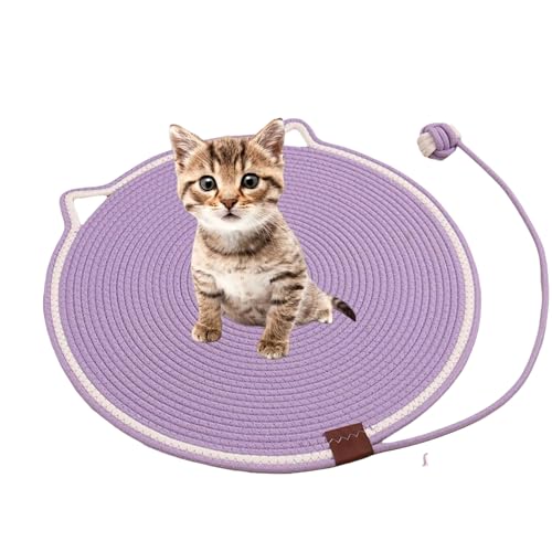 Clawloom Dual Scratching Pad, Celery Pets Cat Scratcher Mat, Natural Cotton Rope Cat Scratcher Mat, for Wall Couch Carpets Sofas (Purple) von Jeeeun