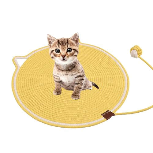 Clawloom Dual Scratching Pad, Celery Pets Cat Scratcher Mat, Natural Cotton Rope Cat Scratcher Mat, for Wall Couch Carpets Sofas (Yellow) von Jeeeun