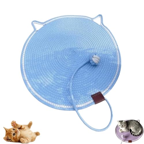 Clawloom Dual Scratching Pad, Celery Pets Dual Scratching Pad, Hand Woven Round Pet Scratcher for Indoor (Blue) von Jeeeun