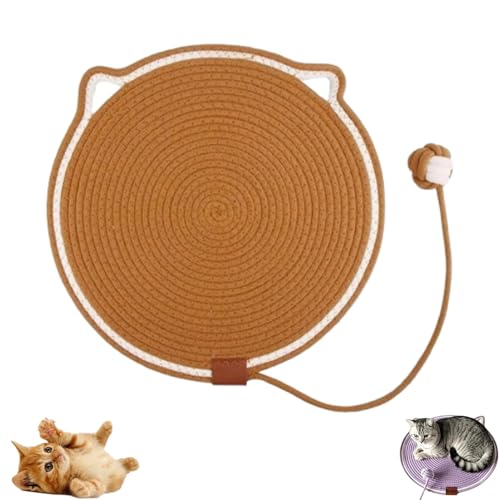 Clawloom Dual Scratching Pad, Celery Pets Dual Scratching Pad, Hand Woven Round Pet Scratcher for Indoor (Brown) von Jeeeun