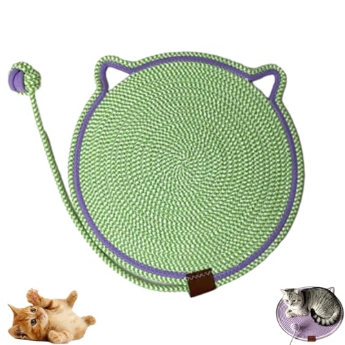 Clawloom Dual Scratching Pad, Celery Pets Dual Scratching Pad, Hand Woven Round Pet Scratcher for Indoor (Green) von Jeeeun