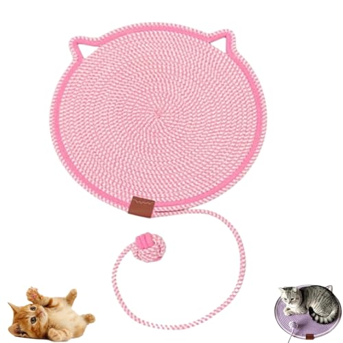 Clawloom Dual Scratching Pad, Celery Pets Dual Scratching Pad, Hand Woven Round Pet Scratcher for Indoor (Light Pink) von Jeeeun