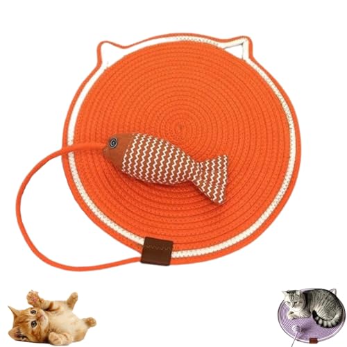 Clawloom Dual Scratching Pad, Celery Pets Dual Scratching Pad, Hand Woven Round Pet Scratcher for Indoor (Orange) von Jeeeun