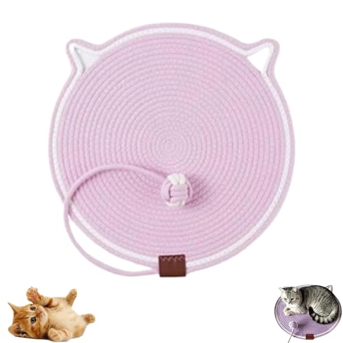 Clawloom Dual Scratching Pad, Celery Pets Dual Scratching Pad, Hand Woven Round Pet Scratcher for Indoor (Pink Purple) von Jeeeun