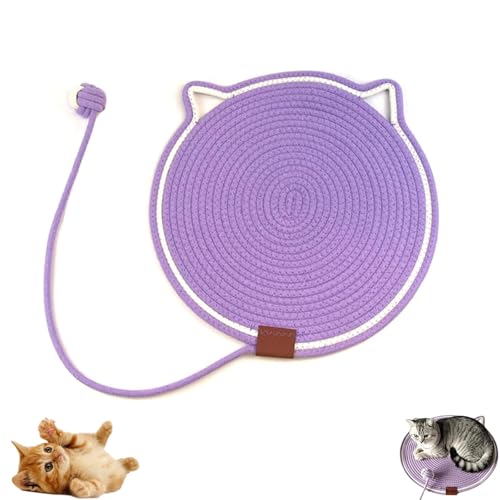 Clawloom Dual Scratching Pad, Celery Pets Dual Scratching Pad, Hand Woven Round Pet Scratcher for Indoor (Purple) von Jeeeun