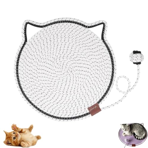 Clawloom Dual Scratching Pad, Celery Pets Dual Scratching Pad, Hand Woven Round Pet Scratcher for Indoor (White) von Jeeeun