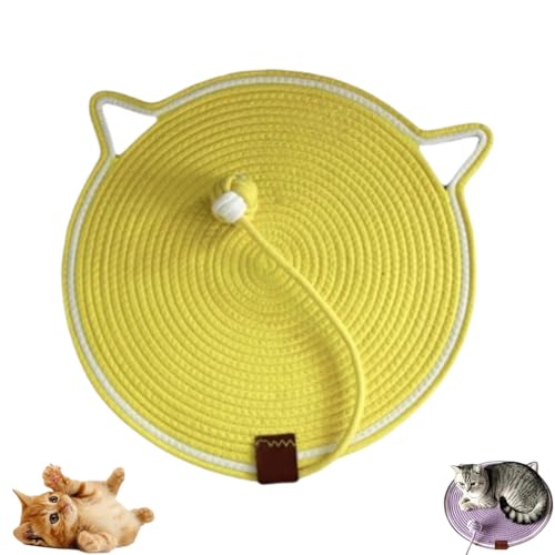 Clawloom Dual Scratching Pad, Celery Pets Dual Scratching Pad, Hand Woven Round Pet Scratcher for Indoor (Yellow Ball) von Jeeeun