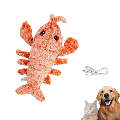 Floppy Lobster Interactive Dog Toy, Lobster Dog Toy, Wiggly Lobster Dog Toy, Furry Interactive Dog Toy Lobster, Low-Noise USB Charging Jumping Lobster Dog Toys for Small Medium Dogs (Orange) von Jeeeun