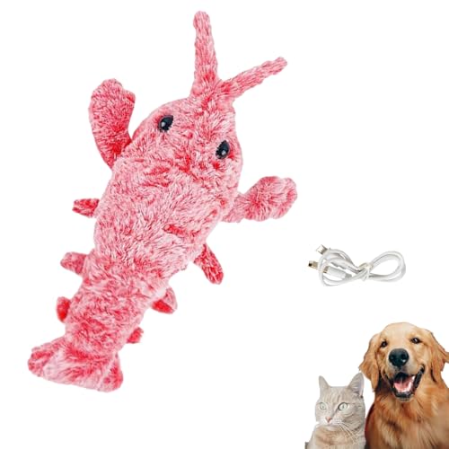 Floppy Lobster Interactive Dog Toy, Lobster Dog Toy, Wiggly Lobster Dog Toy, Furry Interactive Dog Toy Lobster, Low-Noise USB Charging Jumping Lobster Dog Toys for Small Medium Dogs (Pink) von Jeeeun