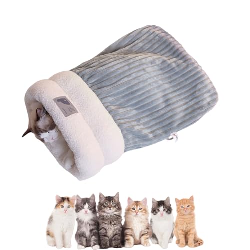 Jeeeun Cat Sleeping Bag, Cat Winter Sleeping Bag, Cat Sleeping Bag for Indoor Cats, Winter Cat Sleeping Bag, 360°Wrap Comfortable Pet Snuggle Sack (Large,Gray) von Jeeeun