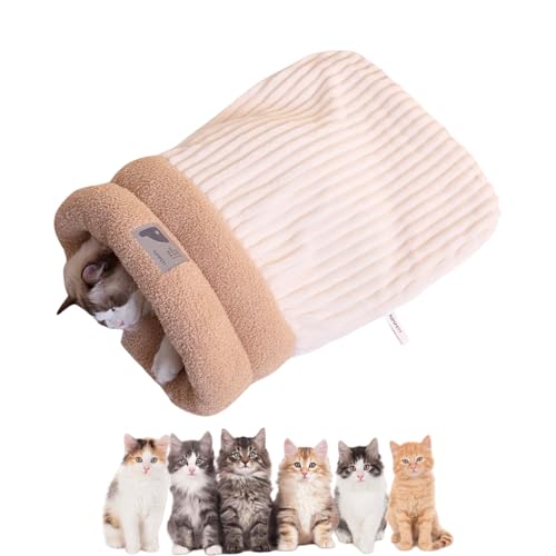 Jeeeun Cat Sleeping Bag, Cat Winter Sleeping Bag, Cat Sleeping Bag for Indoor Cats, Winter Cat Sleeping Bag, 360°Wrap Comfortable Pet Snuggle Sack (Large,White) von Jeeeun