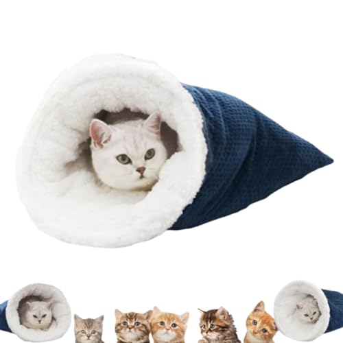 Jeeeun Cat Winter Sleeping Bag, Cat Sleeping Bag, Cat Bed Cave, 360°Wrap Comfortable Pet Snuggle Sack (Blue) von Jeeeun