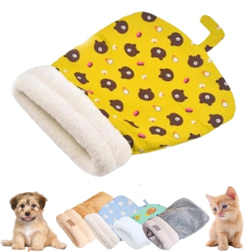 Jeeeun Cat Winter Sleeping Bag, Cat Sleeping Bag,Winter Cat Sleeping Bag for Cats and Small Dogs (Yellow) von Jeeeun