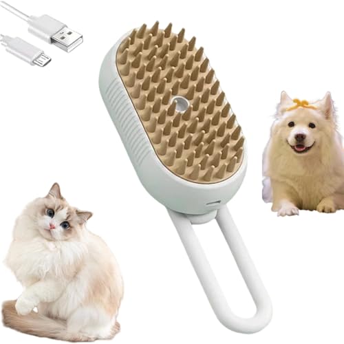 Jeeeun Chevaroo Horse Steam Brush, Steam Brush for Pets, Chevaroo 3-In-1 Self-Cleaning Steam Pet Brush for Shedding, Silicone Bristle Head 360° Rotating Pet Steam Brush (Porcelain White) von Jeeeun