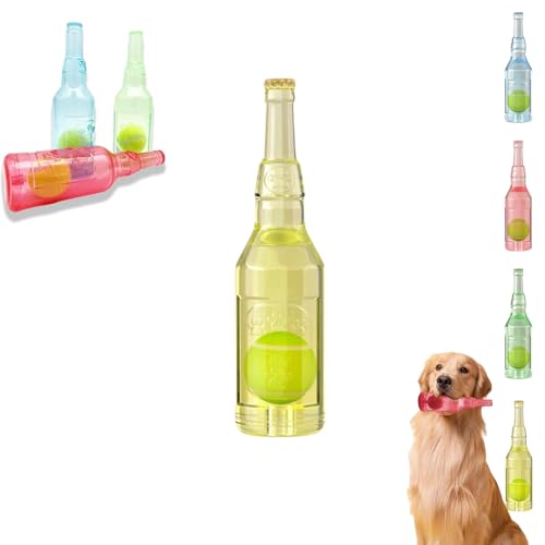 Jeeeun Crunchnplay Bottle Toy, Small Tennis Balls for Dogs, Crunch and Play Bottle Toy, Water Bottle Pets Dog Chew Toys, Interactive Dog Chew Toy with Tennis Ball (Yellow) von Jeeeun