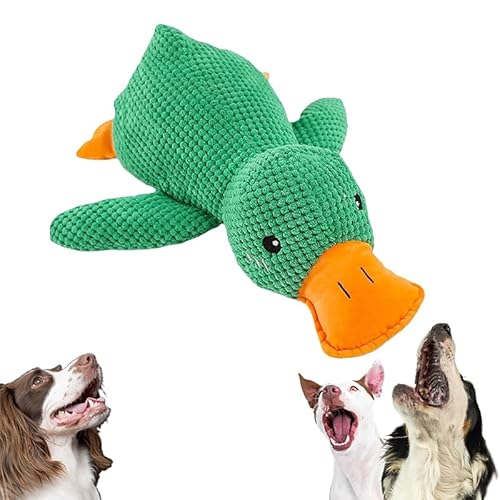 Jeeeun Dog Calming Duck, Yellow Duck Dog Toy for The Mellow Dog, Dog Toys for Aggressive Chewers, Calming Duck Toy for Dogs, Calming Duck Dog Toy Bright Yellow (Large,Green) von Jeeeun