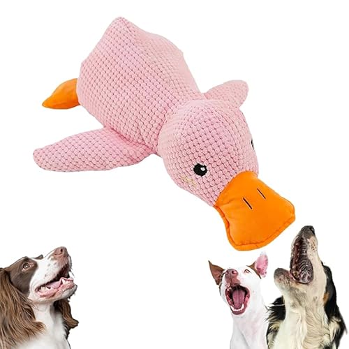 Jeeeun Dog Calming Duck, Yellow Duck Dog Toy for The Mellow Dog, Dog Toys for Aggressive Chewers, Calming Duck Toy for Dogs, Calming Duck Dog Toy Bright Yellow (Large,Pink) von Jeeeun