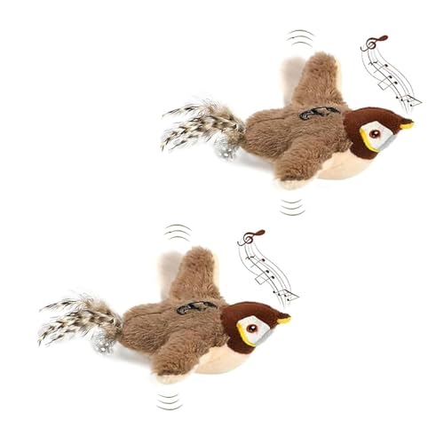 Jeeeun Flapping Bird Cat Toy, Flying Bird Cat Toys for Indoor Cats, Chirping Bird Cat Toy Flapping Wings, Simulated Chirping Bird Cat Toy (2pcs) von Jeeeun