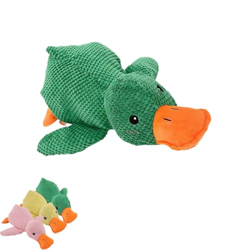 Jeeeun Grishay Calm Duck Dog Toy, Calming Duck Dog Toy, Calming Duck Dog Toy Bright Yellow, Yellow Duck Dog Toy with Quacking Sound for Any Size Dog (Large,Green) von Jeeeun