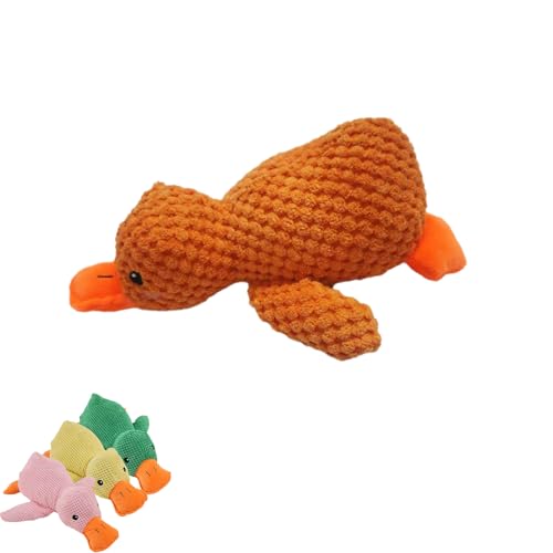 Jeeeun Grishay Calm Duck Dog Toy, Calming Duck Dog Toy, Calming Duck Dog Toy Bright Yellow, Yellow Duck Dog Toy with Quacking Sound for Any Size Dog (Small,Orange) von Jeeeun