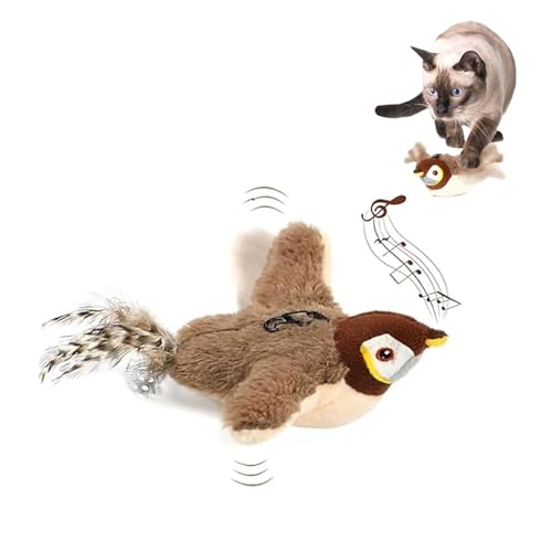 Jeeeun Katzenspielzeug Vogel, Fliegender Vogel Katzenspielzeug, Flappy Bird Cat Toy, Flapping Bird Cat Toy, Katzenspielzeug Vogel Flattern, Simuliertes Zwitscherndes Vogel FüR Katzen Spielze (1pcs) von Jeeeun