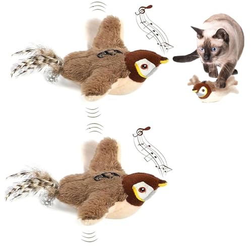 Jeeeun Katzenspielzeug Vogel, Fliegender Vogel Katzenspielzeug, Flappy Bird Cat Toy, Flapping Bird Cat Toy, Katzenspielzeug Vogel Flattern, Simuliertes Zwitscherndes Vogel FüR Katzen Spielze (2pcs) von Jeeeun