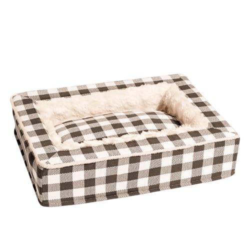 Jeeeun Tartan Cozy Dog Anti-Anxiety Calming Bed, Classic Tartan Pet Bed-Square Dog Beds, Festive Classic Tartan Cozy Dog Anti-Anxiety Calming Bed (25.59 * 19.69 * 6.3 in,Brown) von Jeeeun