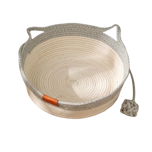 VirelaPets Woven Rope Cat Basket– 2-in-1 Cat Basket, Breathable Cotton Rope, Foldable & Washable for Comfort and Play (Gray,Large) von Jeeeun