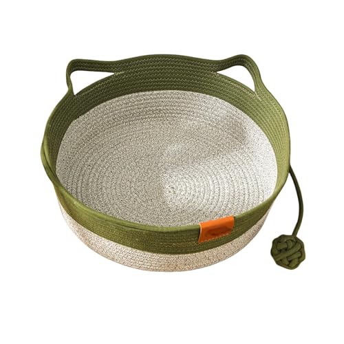 VirelaPets Woven Rope Cat Basket– 2-in-1 Cat Basket, Breathable Cotton Rope, Foldable & Washable for Comfort and Play (Green,Large) von Jeeeun