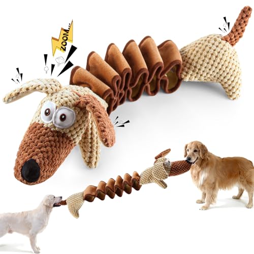 Jeefome Großes quietschendes Hundespielzeug: Tauziehen mit Baumwollmaterial und Knisterpapier gefülltes Hundespielzeug für große, mittelgroße und kleine Hunde von Jeefome