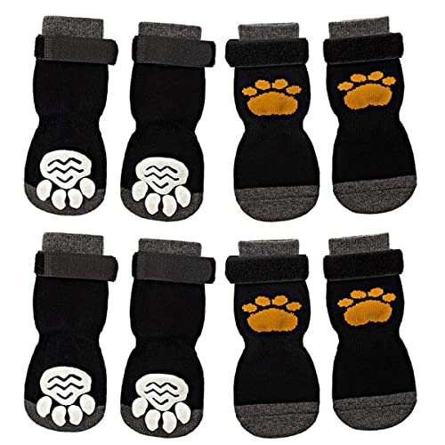 Jeenuuder 8 rutschfeste Socken für Hunde, rutschfeste Socken für Hunde, mit Zugkontrolle, mit verstellbarem Riemen, für den Innenbereich auf Hartholzböden von Jeenuuder