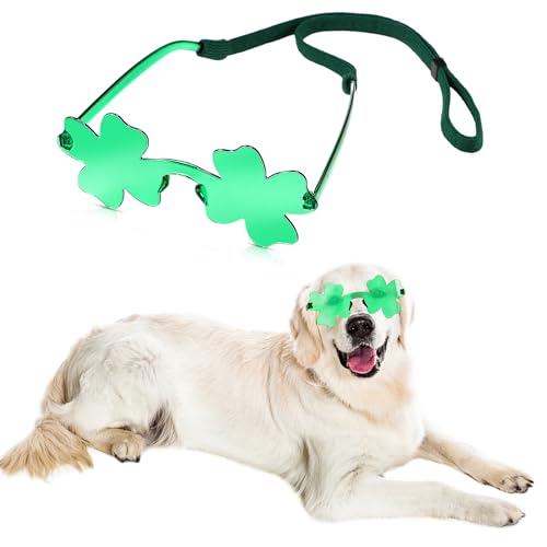 Jeere St. Patrick's Day Hundekostüm, grünes Kleeblatt, Sonnenbrille mit Strass, Welpen-Stirnband, grüne Requisite, Sonnenbrille für mittelgroße und große Hunde, Katzen für Cosplay, Party, von Jeere