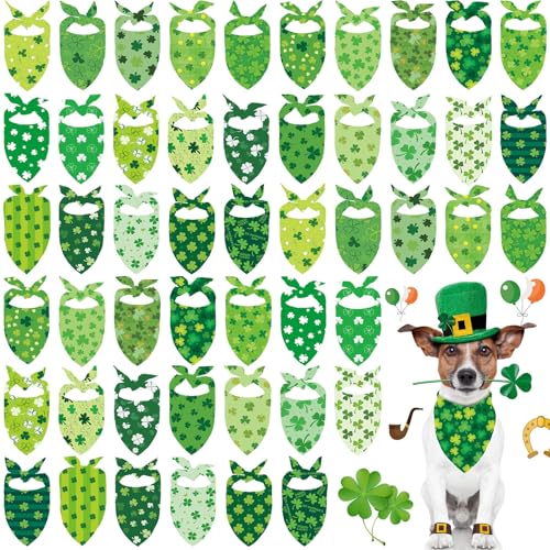 Jeere St. Patricks Day Hundehalstücher für Hunde, Kleeblatt, weich, verstellbar, dreieckig, für kleine, mittelgroße und große Hunde, Katzen, 50 Stück (80 x 55 x 55 cm) von Jeere