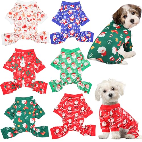 Jeere Weihnachtspyjama für Hunde, 6 Stück, für kleine und mittelgroße Jungen und Mädchen, Winterkleidung, Größe L von Jeere