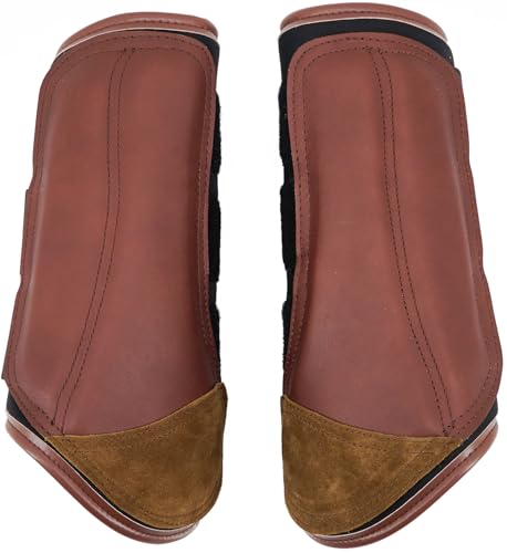 Jeereal Pferdestiefel für Pferde, Schutzausrüstung und Trainingsausrüstung, Neopren, wasserdichtes Tuch und echtes Leder, Kaffee, Cob (Medium)) von Jeereal