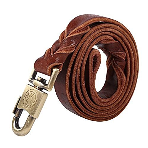 Leder Hundeleine Weiche Führleine Brown Genuine Leather Braided Pet Big Dog Training Halsband Leine Geflochtene Haustierkette Hunde Führt Seil Farbe (150 cm) von Jeffergarden