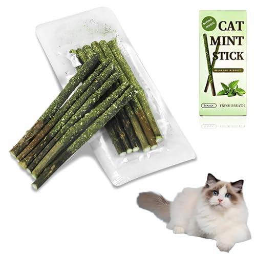 JeiibrZui 12 Stück Katzenminze Sticks, Katzenminze Sticks, Katzen Kauhölzer Sticks, Katzenminze Spielzeug Dental Kau-Sticks für Katzen Zahnpflege & Gegen Mundgeruch Natürlich Sicher Katzensticks von JeiibrZui