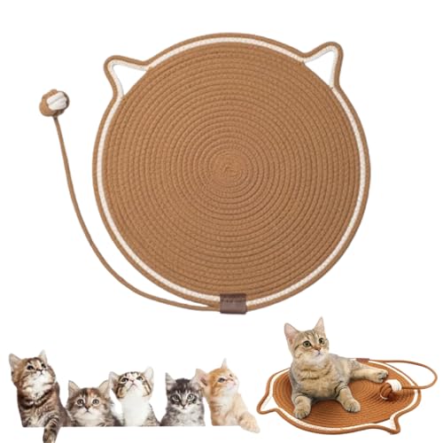 Cat Scratching Pad Cotton Rope Cat Pad, Celery Pets Dual Scratching Pad, Scratching Pads for Indoor Cats, Dual Scratching Pad with Ball (#01,17inch) von Jelaqmot