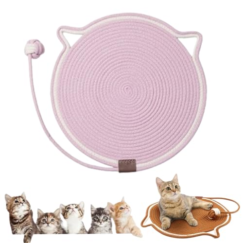 Cat Scratching Pad Cotton Rope Cat Pad, Celery Pets Dual Scratching Pad, Scratching Pads for Indoor Cats, Dual Scratching Pad with Ball (#02,17inch) von Jelaqmot