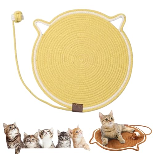 Cat Scratching Pad Cotton Rope Cat Pad, Celery Pets Dual Scratching Pad, Scratching Pads for Indoor Cats, Dual Scratching Pad with Ball (#03,17inch) von Jelaqmot