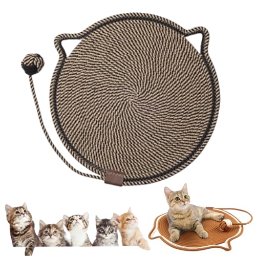 Cat Scratching Pad Cotton Rope Cat Pad, Celery Pets Dual Scratching Pad, Scratching Pads for Indoor Cats, Dual Scratching Pad with Ball (#04,17inch) von Jelaqmot